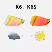 Photochromic Red Visor Lens For AGV K6 K6s Motorcycle Helmet Anti-Uv Windshield