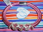 New Brighton Metallic Pink Woodstock Bracelet w/ Crossings Long Crystal Bead