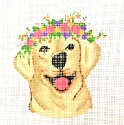 Hand-painted Needlepoint Canvas, Golden Lab, 18" mesh, NEW