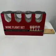 Wine Flight Set 4 Glasses Each Holds 4.4 Oz on Flight Board NEW (VERY NICE)