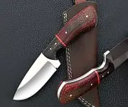 Custom Handmade D2 Steel High Polish Skinner Knife With Leather Sheath