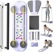 Maksone Pilates Board – 6-in-1 Foldable Reformer Training Kit with Auto-Rebound Ab Roller & Digital Display – Portable Core Workout Equipment for Abs, Full-Body Fitness & Muscle Toning