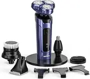 Electric Razor for Men, 2024 Men's Electric Shavers Rotary, LED Display-IPX7 Waterproof-Rechargeable, Electric Shaver for Men Cordless 5 in 1-3D Floating Head Replaceable Blades-Gifts for Men, Purple