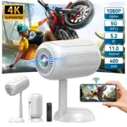 4K LED Projector 5G WiFi Bluetooth Native 1080P Home Theater for Phone/PC/iPad