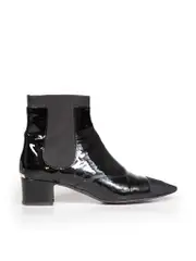 Black Patent Leather CC Logo Chelsea Boots