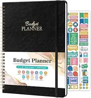 Budget Planner - Budget Book with Bill Organizer and Expense Tracker, 8" x 10", 12 Month Undated Finance Planner/Account Book to Take Control of Your Money, Start Anytime, Black
