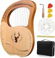 Garneck 1 Set String Lyre Harp with Tuning Key Portable Instrument for Beginners Includes Carry Bag and Strings for Sound for Music Lovers