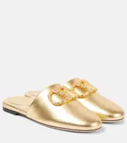 [Valentino Garavani] Valentino Garavani VLogo Signature metallic leather slides AU 7 gold