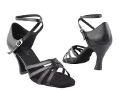 Black Leather Strappy Women's Latin Salsa Very Fine Ballroom Dance Shoe 1606