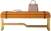 Storage Bench Industrial Leather Entryway Shoe Boots Storage Rack Long Bench Seat with Metal Frame, Foot Stool Ottoman Footrest for Hallway Bedroom Cloakroom (Color : /Orange)