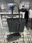 MICHAEL KORS JET SET TRAVEL MD DOUBLE POCKET TOTE SHOULDER BAG + WALLET MK BLACK