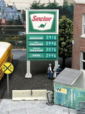 HO-1112-010 / 1:87 HO Scale Model Sinclair Gas Station Price Sign