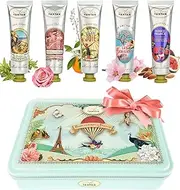 [Un Air d'Antan] French Nails & Hand Cream Gift Set 5 Pc Lotion Gift Set for Women - Lotion Sets For Women Gift: Hand Cream Set With Shea Butter - Almond, Verbena, Floral, Rose, Almond, Cherry Blossom