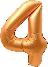 4 Balloon, 4 Balloon Number, Number 4 Balloon 40 Inch, Orange Large Big Foil Number Balloons for Birthday Party Graduation Wedding Anniversary Baby Shower Bachelorette Decoration Supplies (Orange)