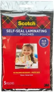 Scotch Self-Sealing Laminating Pouches 5/Pkg-4"X6" PL900-3M-GLOSS