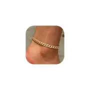 Gold Cuban Link Ankle Bracelet Hypoallergenic Adjustable Chain Jewelry for Me...
