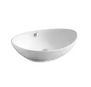 570*370*200mm Poseidon Ultra Slim PA5839 Gloss White Ceramic Oval Above Counter Basin