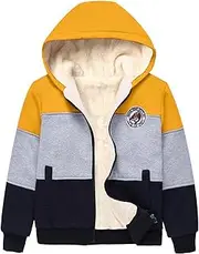 [Gihuo] Unisex Boy's Girl's Hoodie Sherpa Lined Jacket Zip Up Fleece Hooded Sweatshirt Winter Warm Coat Outerwear 4-12Y