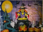 3x4ft Wall Tapestry of Wicked Witch Brewing a Potion