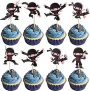 Rsstarxi 36 Pack Ninja Cupcake Toppers Ninja Birthday Party Decorations Karate Kung Fu Warriors Cupcake Picks for Ninja Anime Theme Baby Shower Birthday Party Cake Decorations