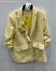 Cinq A Sept Women's Yellow Tweed Sunshine Blazer Size 8 Macaron Multi Stylish