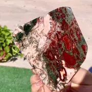 280G Natural agate water grass quartz Slice polishing healing meditation