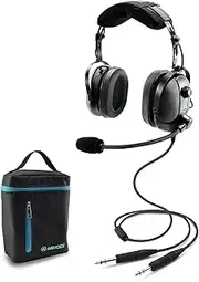 AIRVOICE Aviation Headset for Pilots with Passive Noise Cancellation, PNR Aviation Headset with Comfortable Earpads and Flexible Microphone, General Aviation Headset with Carrying Case Black