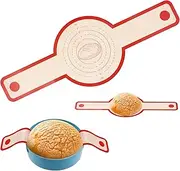 Dimeho Silicone Bread Sling Non-Stick Heat Resistant Dutch Oven Bread Baking Mat Easy Clean Reusable Sourdough Bread Placing Liner Sheet with Extra Long Handles for Home Kitchen (Red)