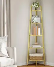 5-Tier Corner Shelf, 59.6” Corner Storage Stand, Floorstanding Dispaly Gold