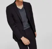 Calvin Klein Mens Black Wool Skinny 2-Piece Jacket & Pants Suit Size 38S 32W-30L