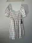 House of Harlow 1960 NWT Plaid Gingham Beige and White Dress Smock top Off the S