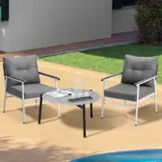 Livsip Outdoor Patio Setting 3PC Bistro Lounge Furniture Set 50cm White Table