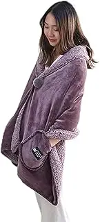 [XIITYMU] Wheelchair Blanket Poncho Shawl Wrap Fleeced Wearable Blanket Winter Flannel Warm Blanket Double Sided Blanket Fleece Cape Jacket