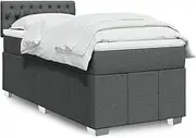 Bedroom Furniture Box Spring Bed with Mattress Dark Grey King Single Fabric