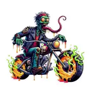 Zombie Biker Sticker (3 Inch) Street Art Urban Edgy Grunge Punk Colors