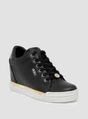 GUESS Women's Black Logo Faster Low Top Sneakers Size: 10, Synthetic