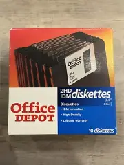 Office Depot Imation 2 HD IBM Formatted Floppy Disks 1.44 MB Pack of 10 SEALED
