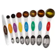 Magnetic Measuring Spoons Set, Dual Sided, Stainless Steel Set of 8- Colorful