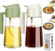 FORYUSE 2 Pack Olive Oil Sprayer 2 in 1 Glass Bottle Dispenser 17oz/500ml Oil Mister with Premium Nozzle Pour and Spray for Kitchen Cooking Air Fryer, BBQ