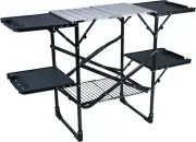 Outdoor Slim-Fold Cook Station Portable Outdoor Folding Table w/Counter Storage