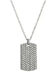 [Cudworth] Weave Patterned Pet Tag & Chain in Silver
