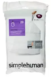 Simplehuman Code K Custom Fit Liners Extra Strong 20 Trash Bags 35-45 Liter