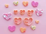 Valentines Double Heart Clay Cutter Set of 5 | XO Puzzle Lips Bear Letter Love