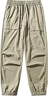 [Maiyifu-GJ] Men's Quick-Drying Cargo Pants Drawstring Athletic Jogger Sweatpants Casual Workout Hiking Long Trousers