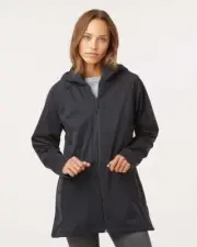 Columbia Women's Flora Park Softshell Long Coat Black Repels Water and Wind