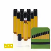 10Pcs 10ml Glass Bottles Roller Cork Blue Glass Bottles For Essential Oil