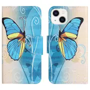 For iPhone 15 Cross Texture Leather Wallet Stand Case Pattern Printing Phone Cover