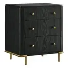 Pemberly Row 3-drawer Wood Nightstand Bedside Table with USB Outlet Black