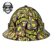 Custom Hydrographic Safety Hard Hat SUPER PLUMBER PRO CHOICE WIDE BRIM