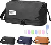 [BREENHILL] Toiletry Bag for Men - Nylon Water Resistant Double Layer Organizer With Large Capacity for Travel Essentials - Black